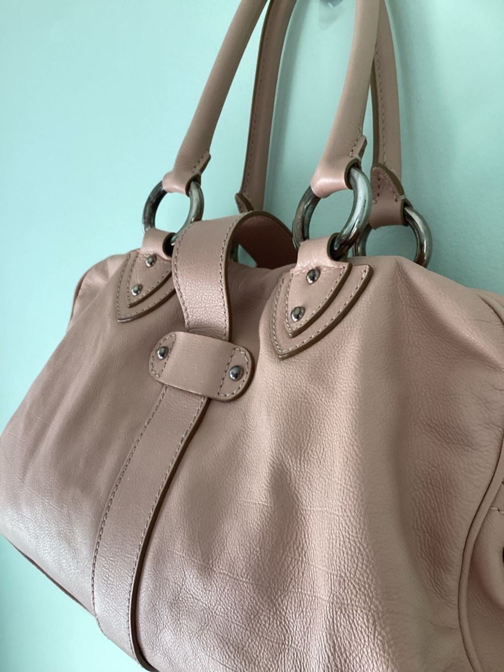 VTG Marc Jacobs Large Leather Shoulder Bag Dusty Rose Y2K - Picture 8 of 16